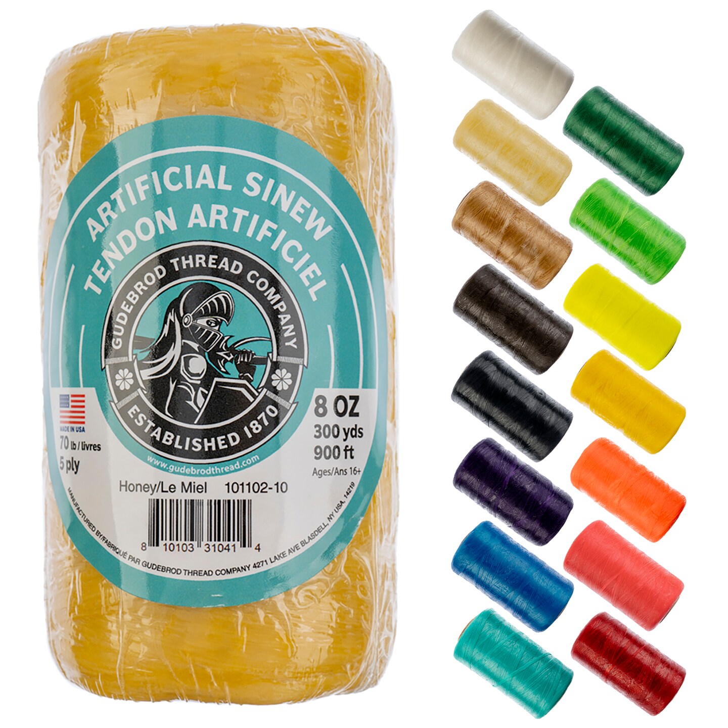 Gudebrod 70lb. 5-Ply Artificial Sinew Thread, 300yd. | Made in USA