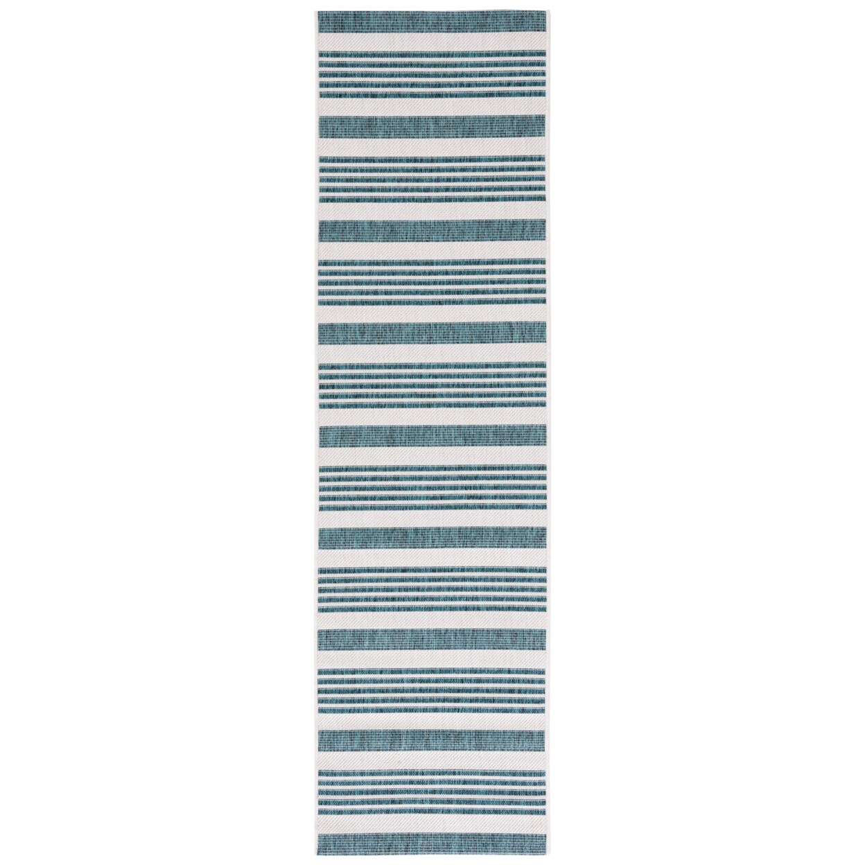 Safavieh Outdoor Cy8062-53512 Courtyard Ivory / Teal Rug Area Rug Carpet Shag