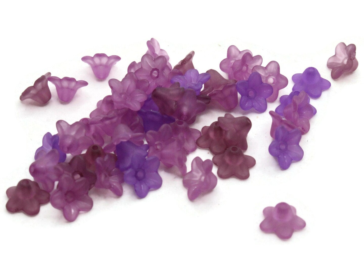 50 10mm Small Purple Mix Flower Acrylic Beads