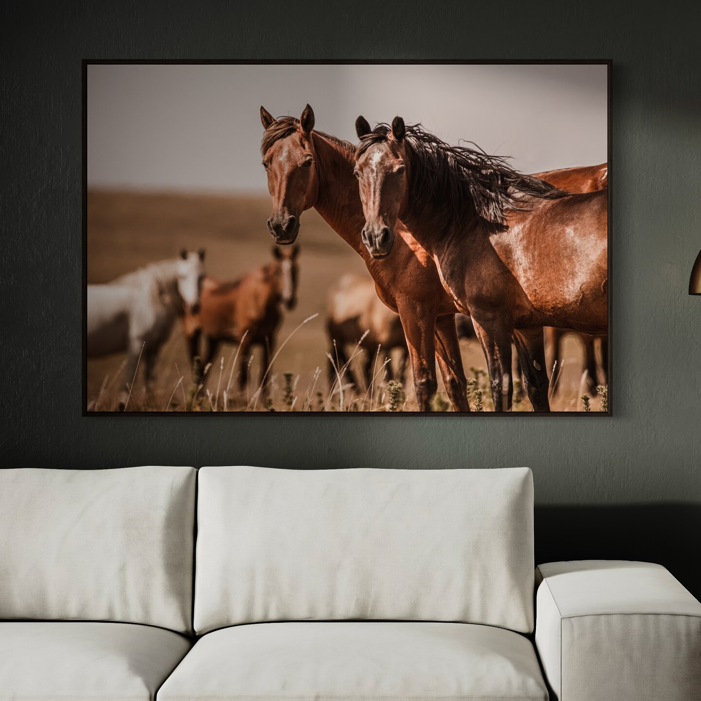 Large Panoramic Horse Wall Art, Panorama Photo Canvas or Print, Barnwood Framed Western Decor, Oversized Rustic Over outlet the Sofa or Bed