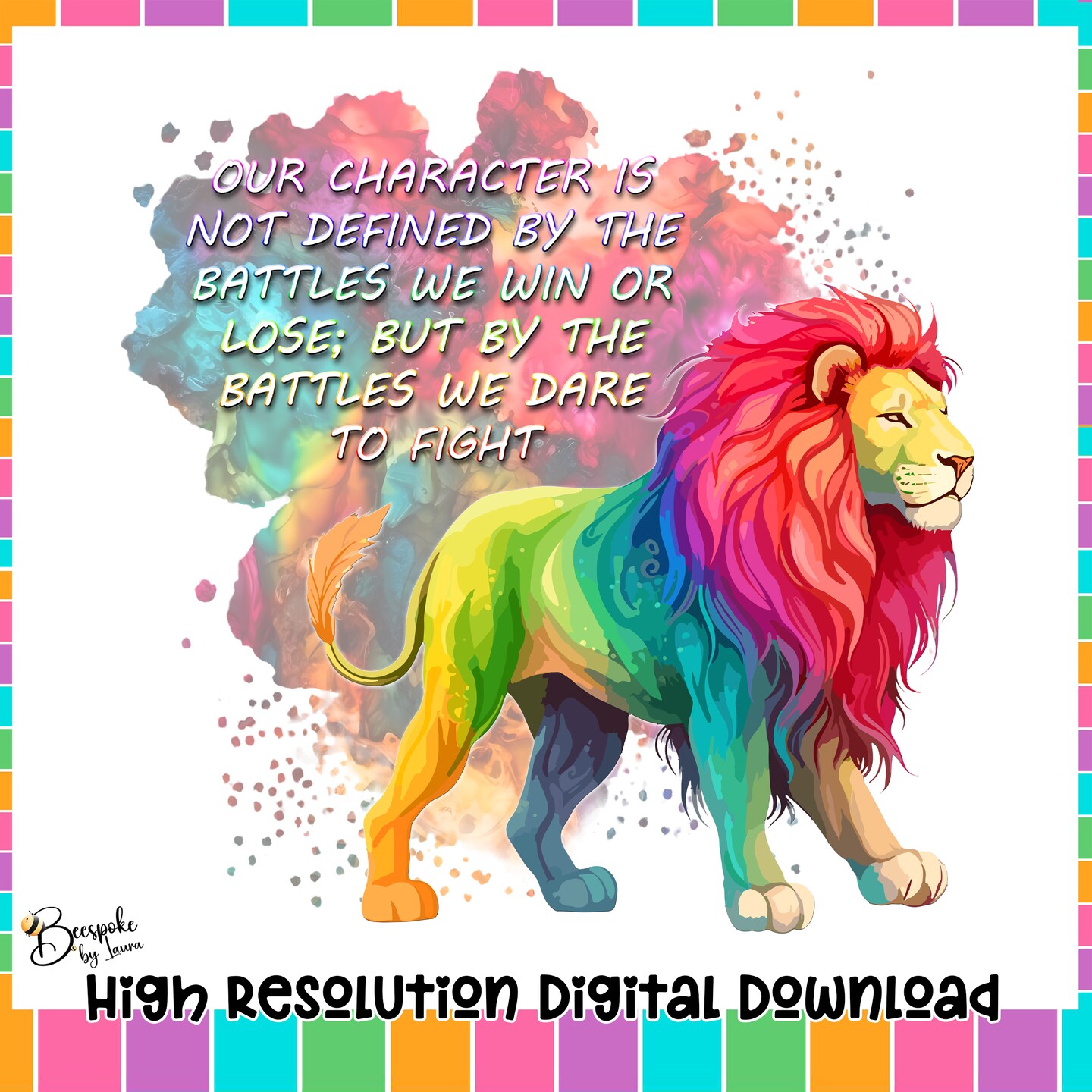 Pride Lion Rainbow Quote Digital Download Clip Art Scrapbooking
