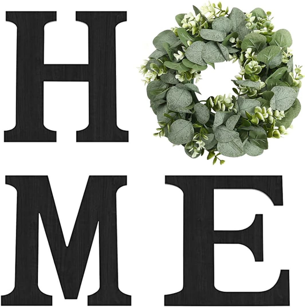 Farmhouse Home Sign with Eucalyptus Wreath Accent