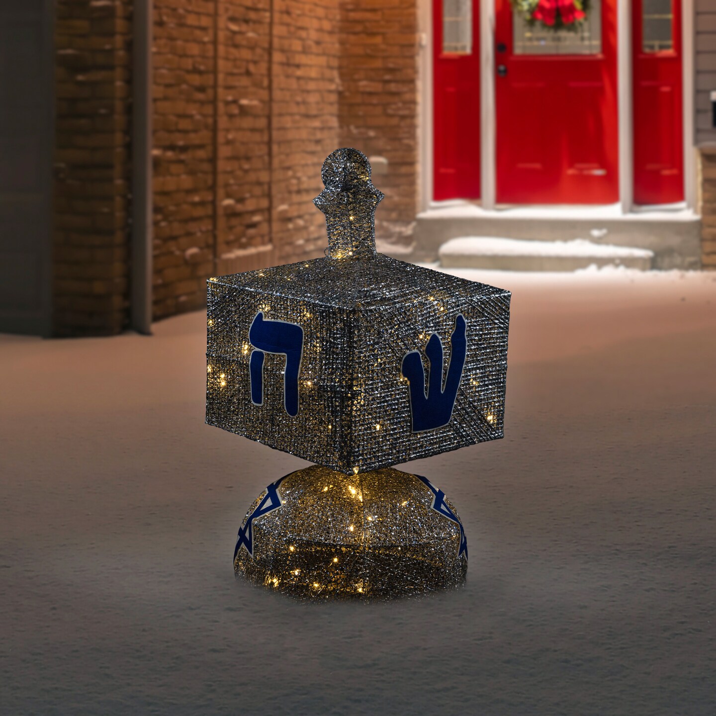 Northlight LED Lighted Hanukkah Dreidel Outdoor Decoration - 37&#x22; - Clear Lights - Silver