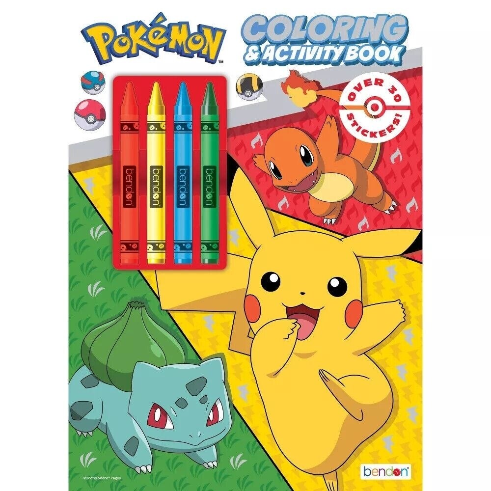 Partytoyz Inc pokemon coloring and activity book with crayons