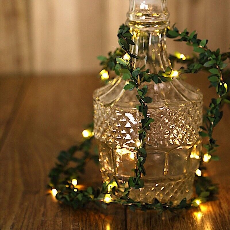 10 ft 30 LED Green Leaves Fairy Lights Battery Operated Garland Centerpieces
