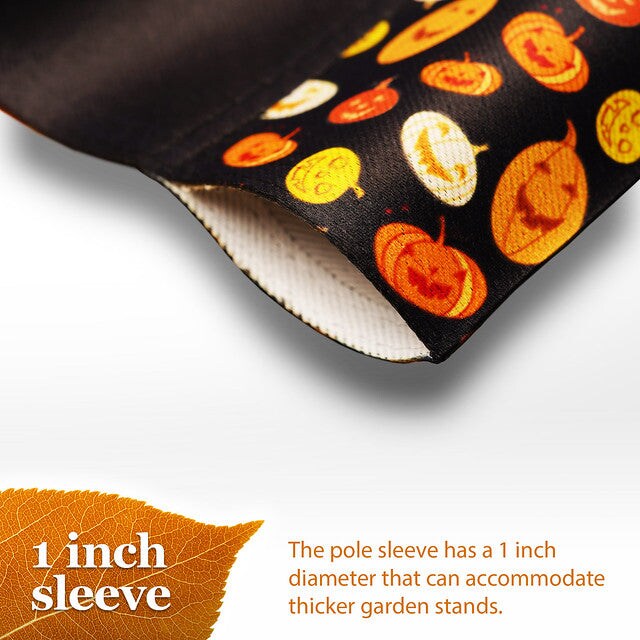 G128 Garden Flag Happy Halloween Black Cat and Ghosts | 12x18 Inch | Printed Blockout Polyester - Halloween Fall Decoration