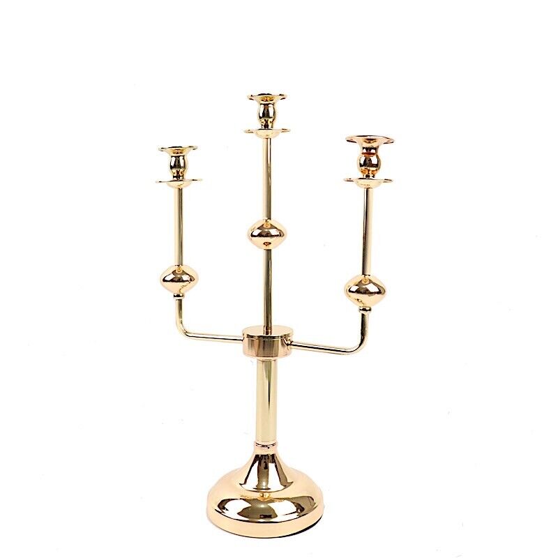 20 in Gold 3 Arm Metal Candelabra Taper CANDLE HOLDER Centerpiece