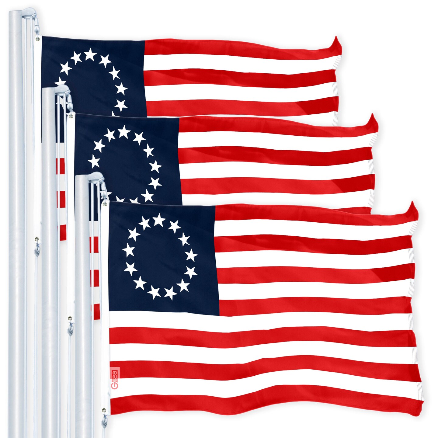 Betsy Ross Flag 3x5 Ft 3-Pack 150D Printed Polyester By G128