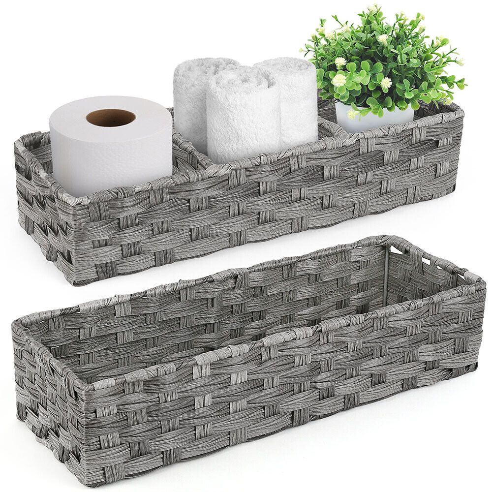 Woven Tank Topper Basket Bathroom Decor and Toilet Paper Organizer