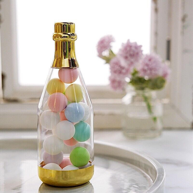 12 Gold and Clear 6&#x22; tall Mini Champagne Bottles Favor Holders