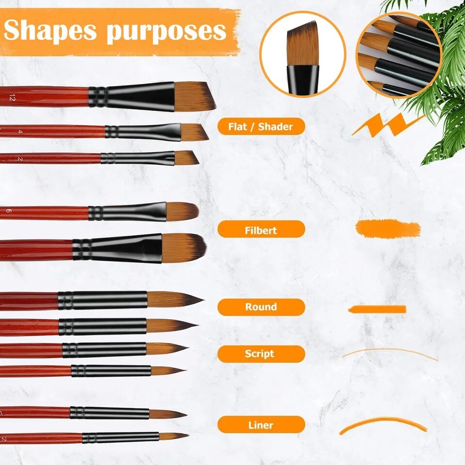 18Pcs Paint Brushes Set