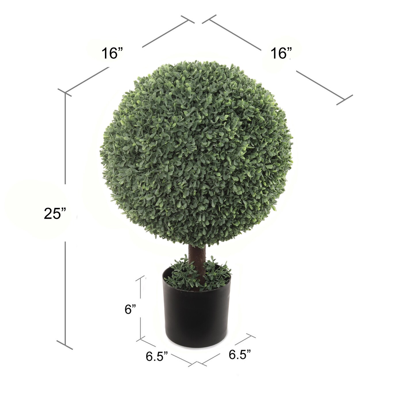 25" Artificial Boxwood Ball Topiary Tree - Lifelike Design in Black Planter, Ideal for Home, Office & Outdoor Decor - All-Season Greenery, Floral Home by Artificial Flowers