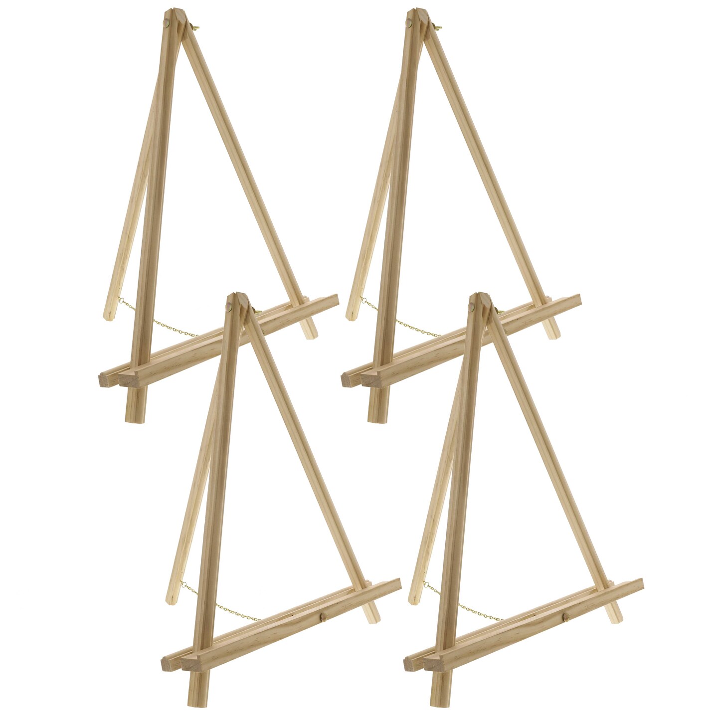 16&#x22; High Natural Wood Display Stand A-Frame Artist Easel, 4 Pack - Adjustable Wooden Tripod Tabletop Holder Stand for Canvas, Painting Party, Signs