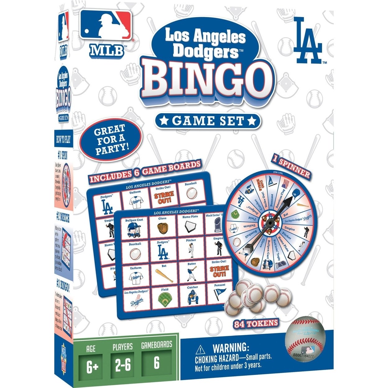 Los Angeles Dodgers Bingo Game Mlb Family Fun Ages 3 And Up 6 Boards 84 Tokens