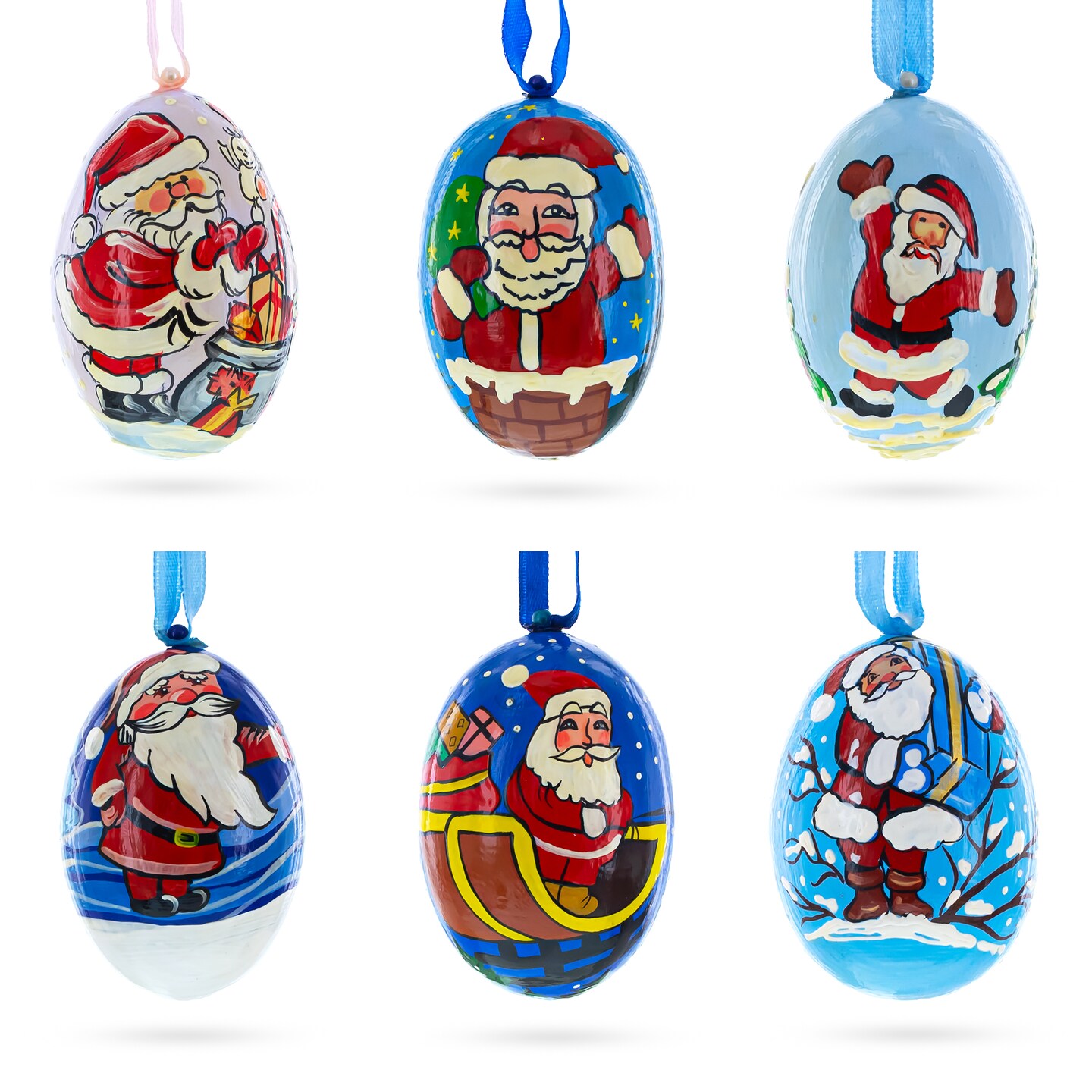 Set of 6 Santa Claus Wooden Christmas Ornaments 3 Inches | Michaels