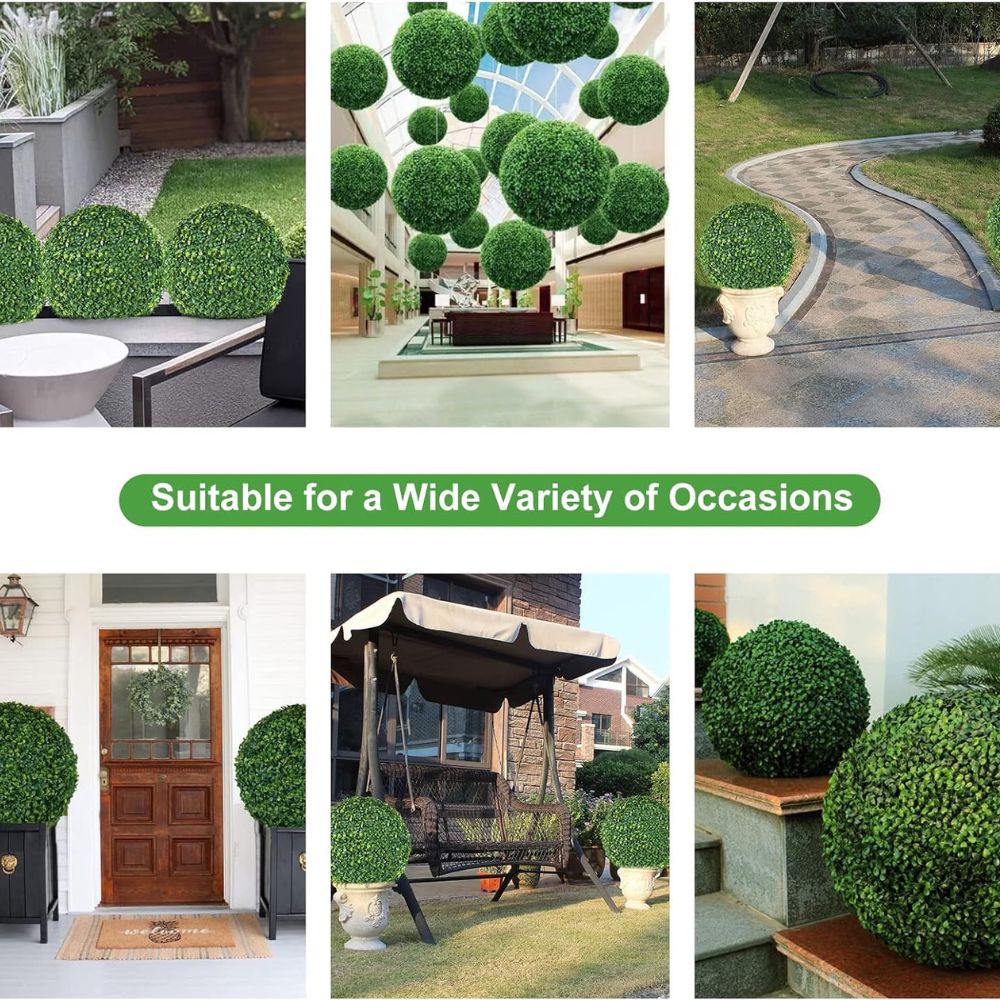 2pcs 16&#x22; Artificial Topiary Greenery Balls Outdoor Decor