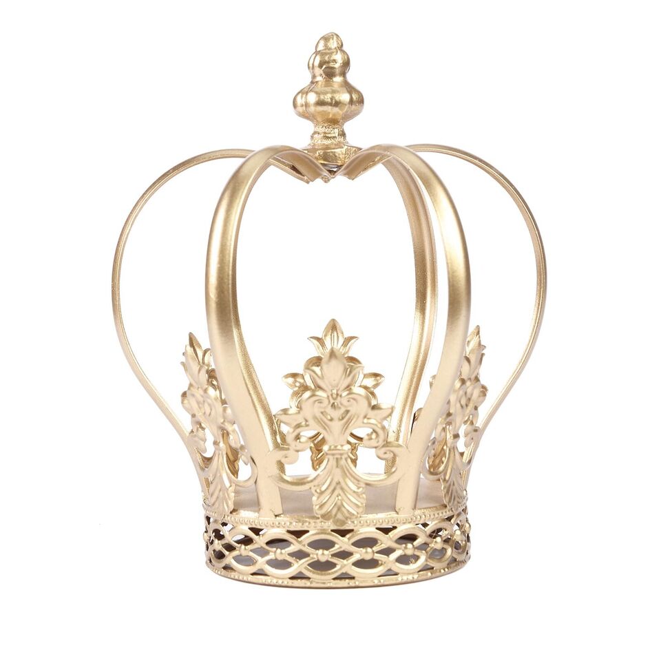 8-Inch tall Gold Metal Crown Fleur-de-lis Party Cake Topper