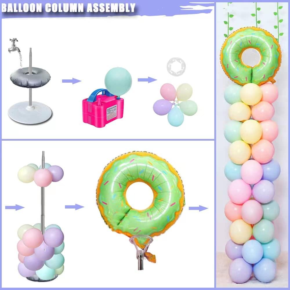 Balloon Columns Stand Set of 4, 7 Feet Telescoping Balloon Arches Stands with Bases for Floor, Height Adjustable Metal Balloon Tower Pillar Kits for Graduation, Birthday, Party, Baby Shower