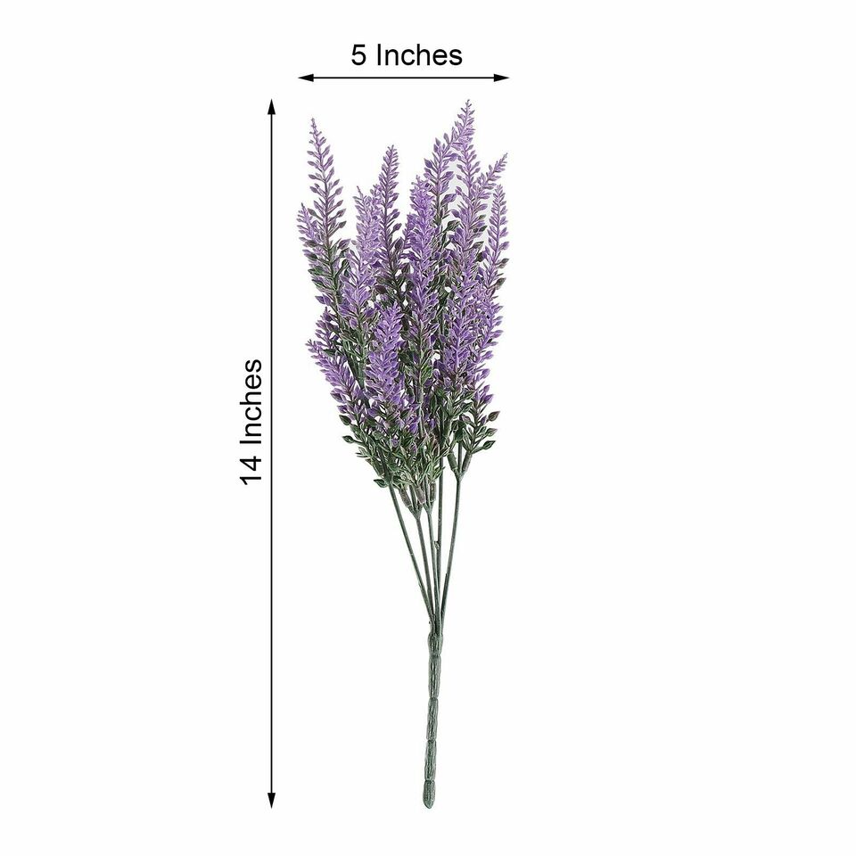 4 Bushes 14-Inch tall Lavender Flowers Artificial Faux Sprays Stems Centerpieces