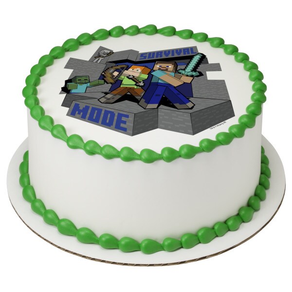 MINECRAFT Survival Mode Edible Cake Topper Image - 1/4 Sheet