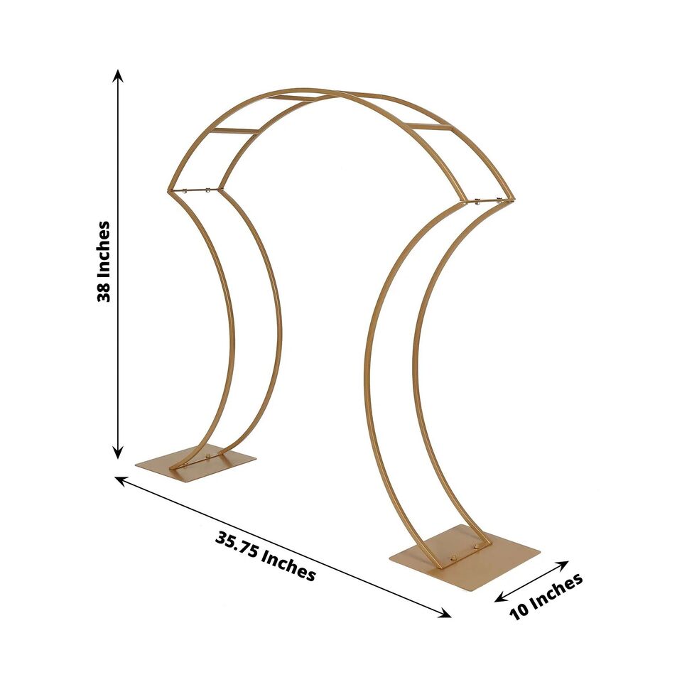 Gold 38 in Curvy Metal Flower Arch Display STAND Table Centerpiece