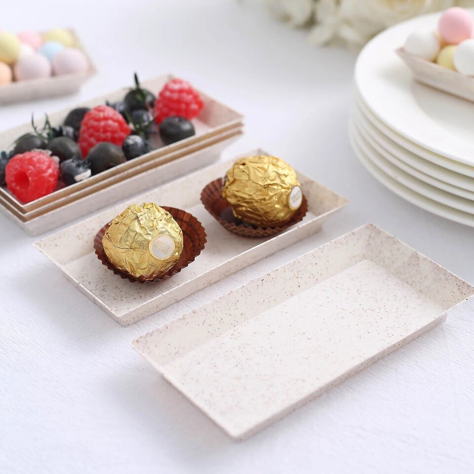 24 Natural 5 in Wheat Straw Fiber Mini Rectangular SERVING TRAYS