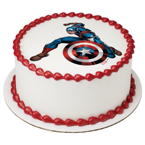 Marvel&#x27;s Captain America Edible Cake Topper Image - 1/4 Sheet