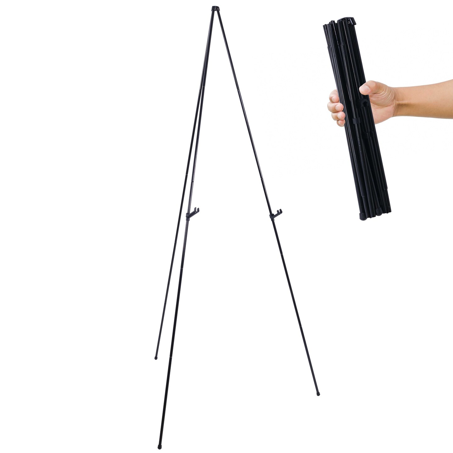 63&#x22; High Steel Easy Folding Display Easel - Quick Set-Up, Instantly Collapses, Adjustable Height Display Holders - Portable Tripod Stand, Event Signs