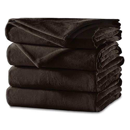 Sunbeam   Heated Blanket  Velvet Plush 10 Heat Settings-Twin-Brown