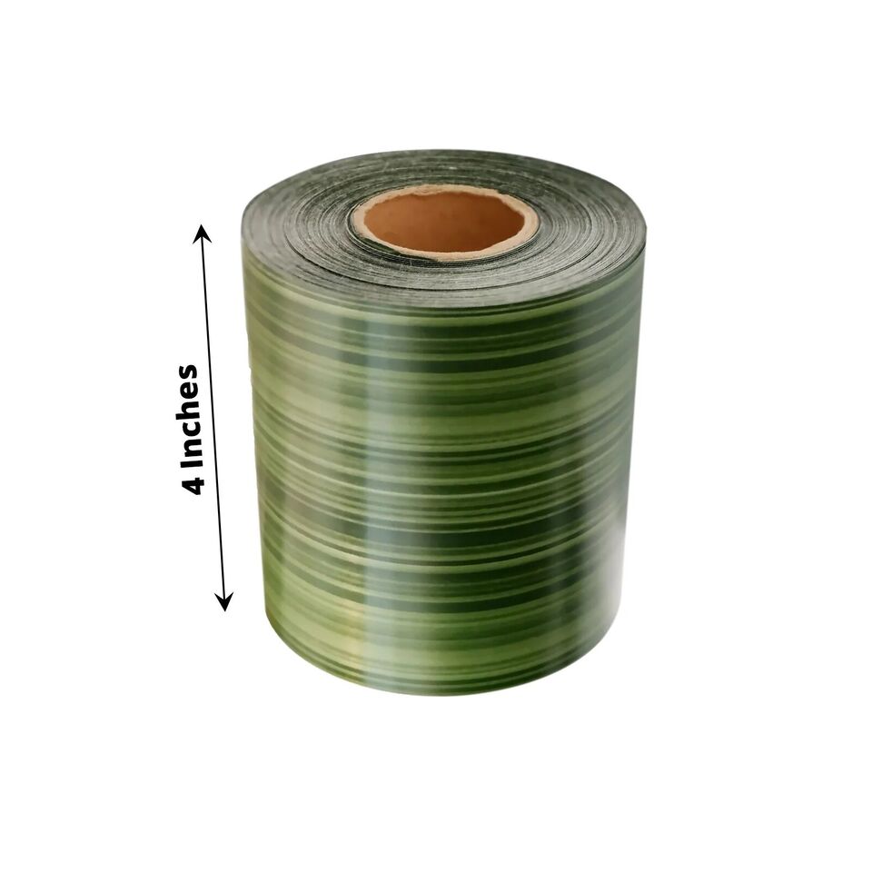 Green 50 yards 4 in Satin RIBBON Roll Two Sided Ti Leaf Pattern