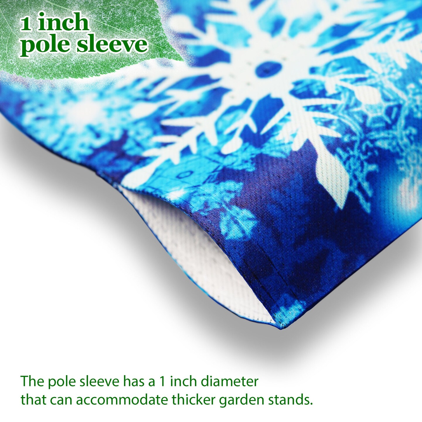 G128 Combo Pack: Garden Flag Stand Black 36 in x 16 in & Garden Flag Winter Decoration Let It Snow Snowflakes 12"x18" Double-Sided Blockout Fabric
