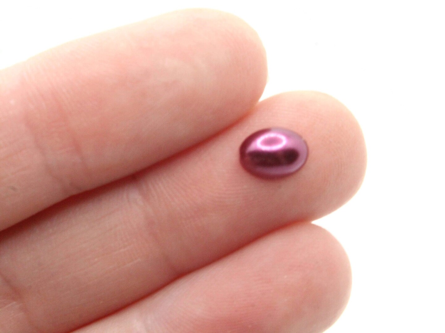 100 8mm x 6mm Purple Pearl Oval Flatback Plastic Cabochons