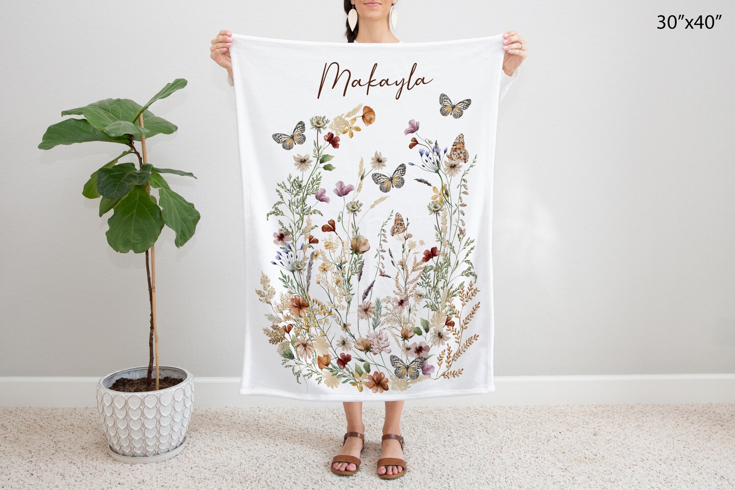 Wildflowers Fleece Blanket – Super Soft Plush Throw, 50x60 Inches, Floral Botanical Design For All Seasons - View #8
