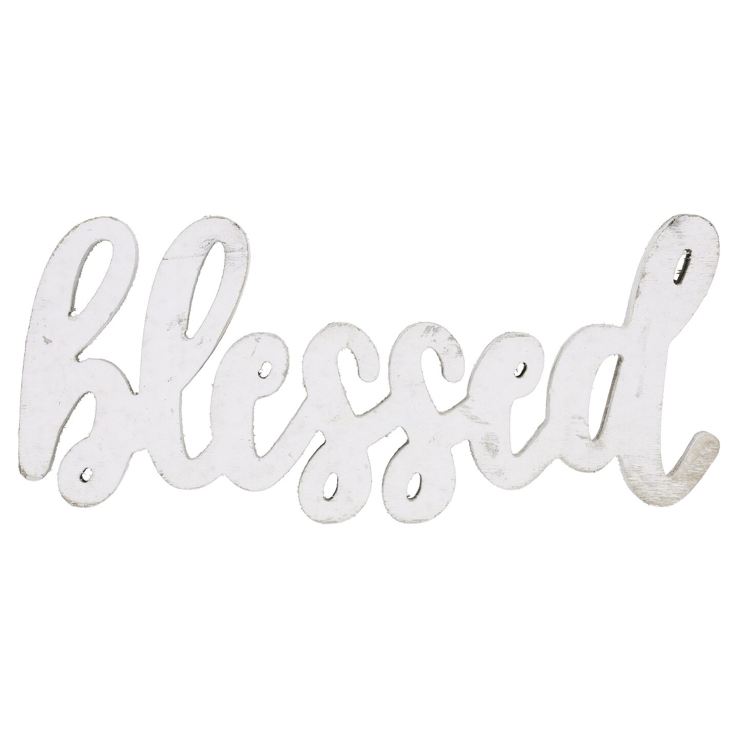 Hampton Art Wood Script Blessed White