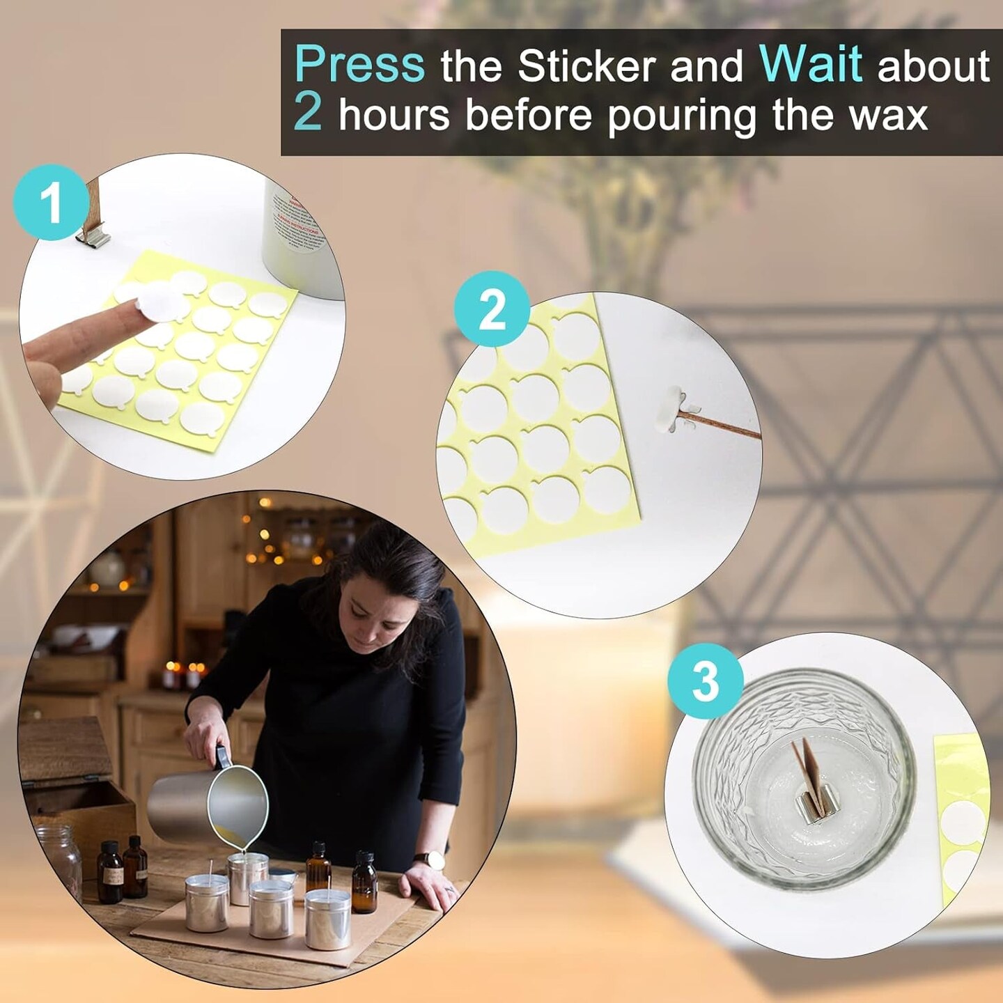 240PCS Candle Making Kit, Candle Wick Stickers, Candle Making Supplies, Double-Sided Stickers with the Little &#x2018;&#x2018;Tail&#x2019;&#x2019;, Hot Wax Stickers for Candle Making