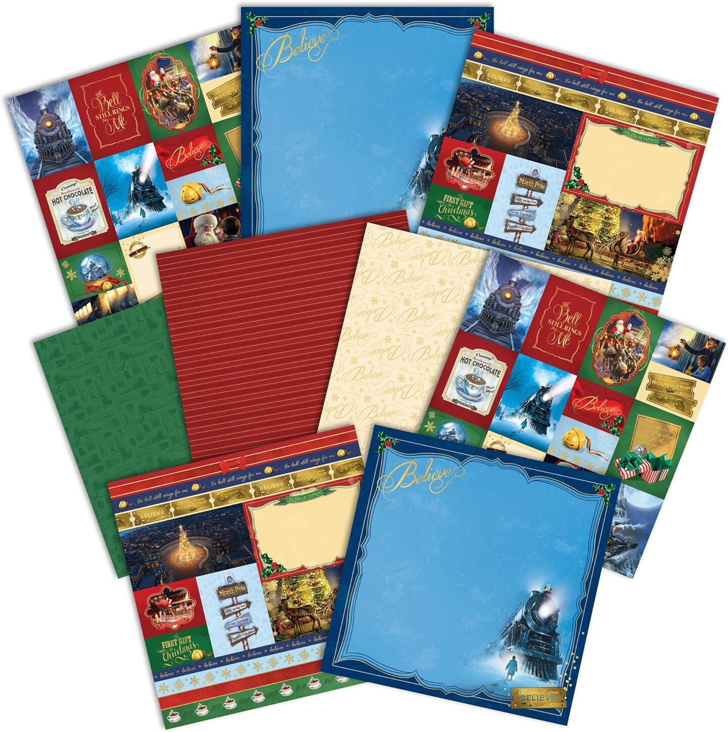 The Polar Express 12&#x22; x 12&#x22; 9-Sheet Decorative Double Sided Paper Pack for Scrapbooking and Crafts