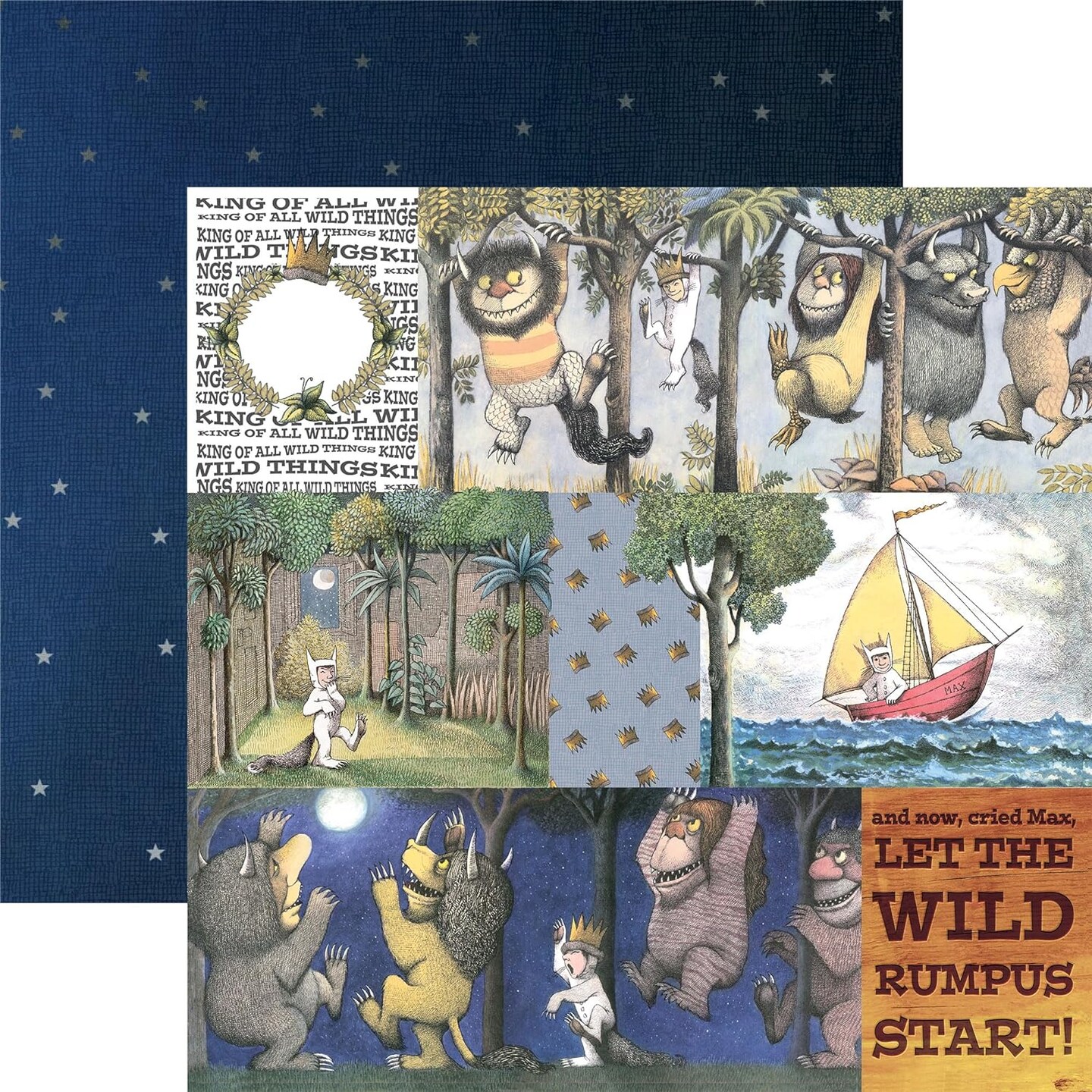 Where The Wild Things are 12&#x22; x 12&#x22; 12-Sheet Decorative Double Sided Paper Pack for Scrapbooking and Crafts