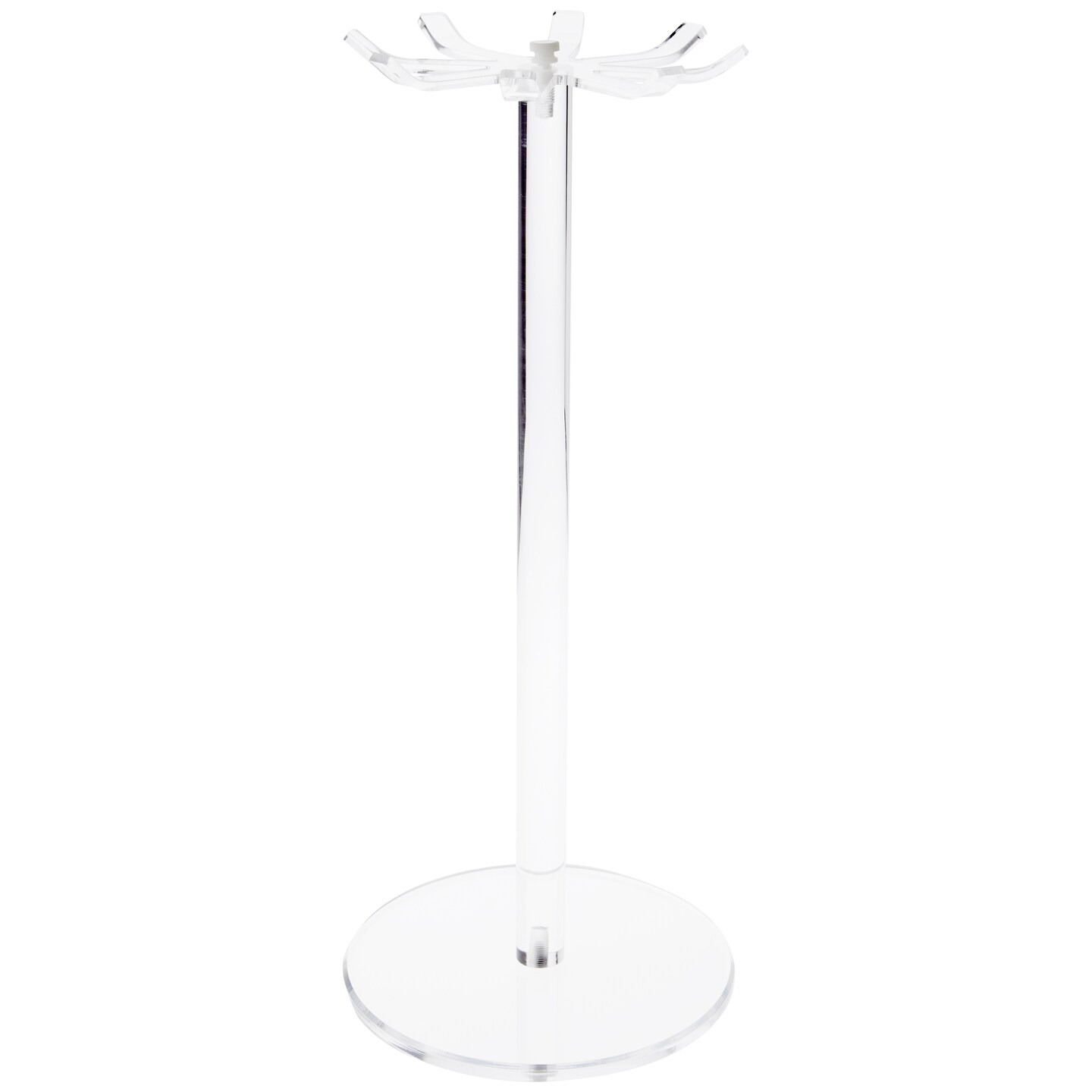 Plymor Clear Acrylic Rotating Necklace / Keychain Display Stand Holder, 19  H x 8 W x 8 D (Has 8 Hooks for Necklaces)