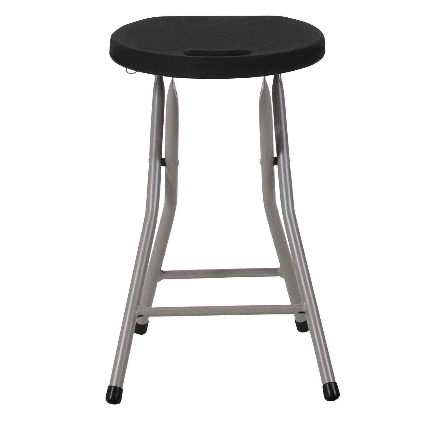 Emma and Oliver 2 Pack Foldable Stool with Plastic Seat and Powder Coated Frame