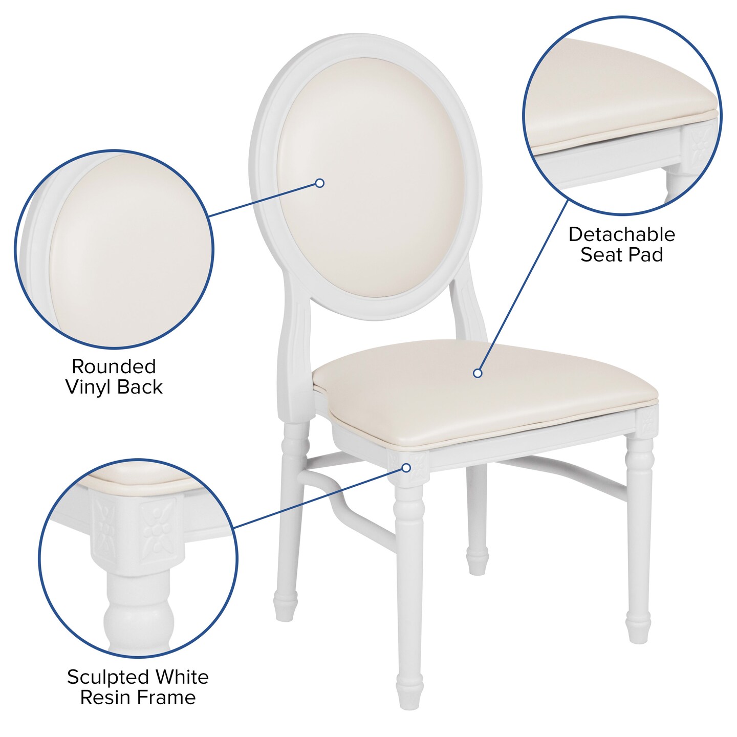 Emma and Oliver King Louis Dining Side Chair, Desk Chair