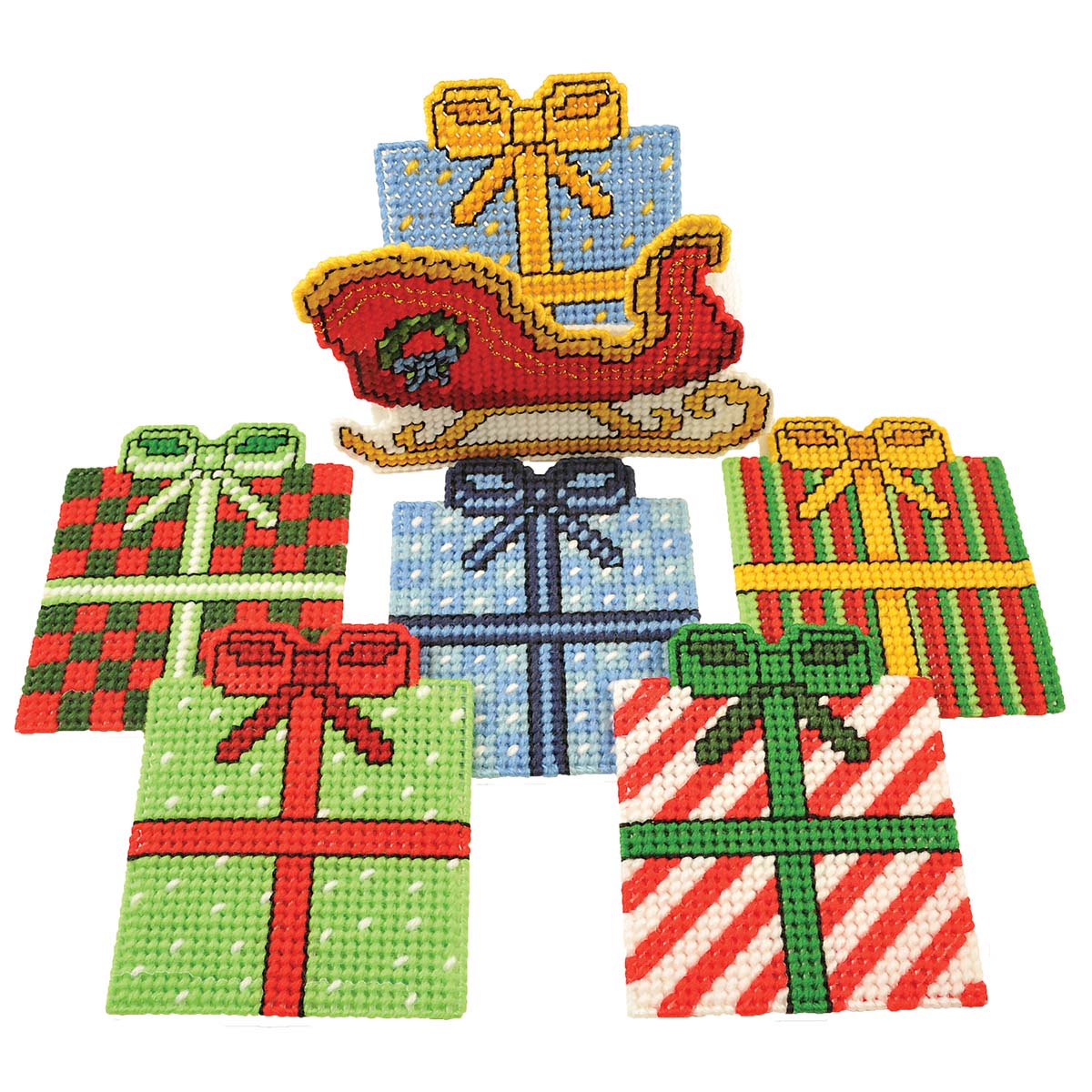 Herrschners  Sleigh Ride Coasters with Holder Plastic Canvas Kit