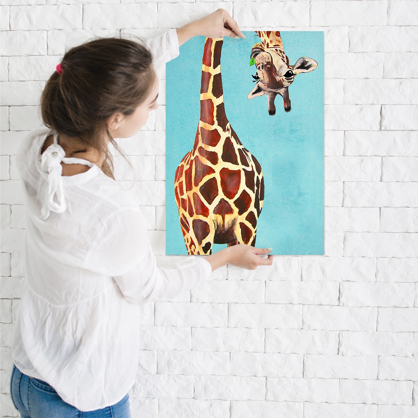 Poster Art Print - Giraffe With Green Leave by Coco de Paris  - Americanflat