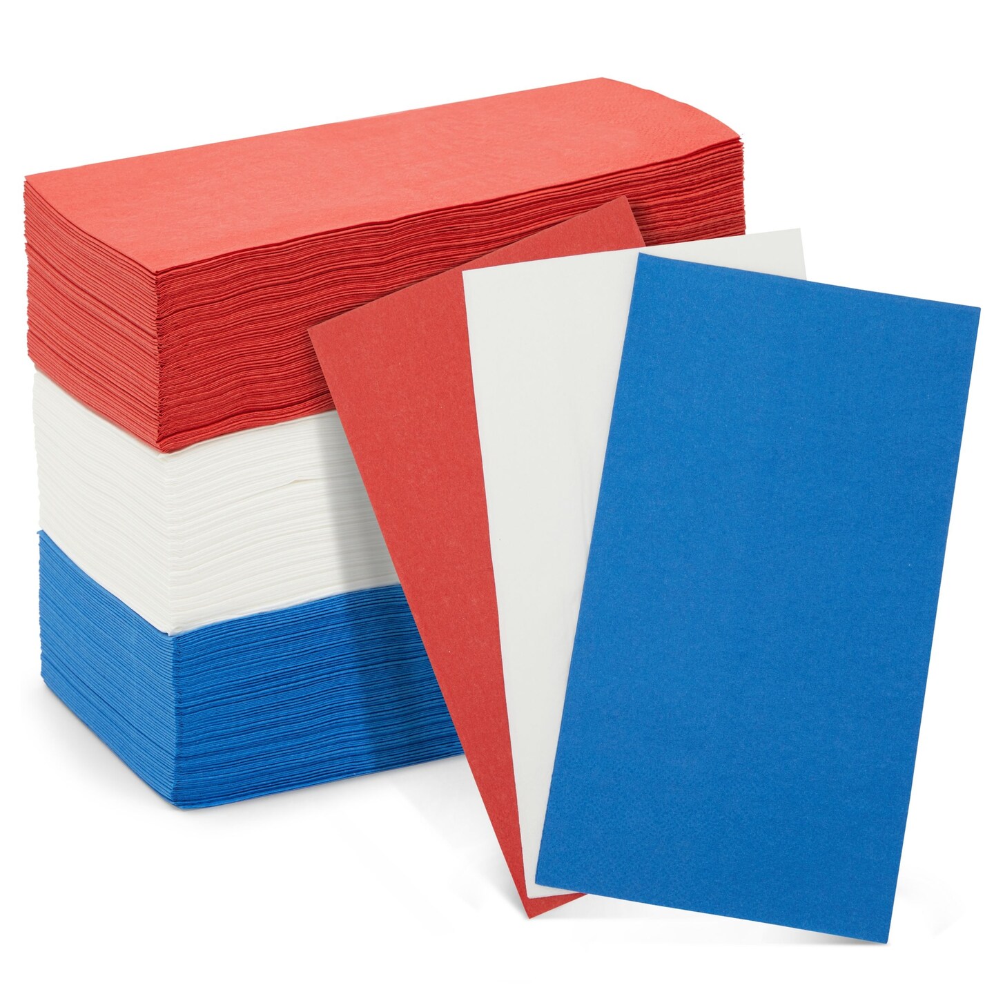180 Pack Paper Party Napkins for 4th of July Party, Celebration Supplies, Red, White and Blue (4 x 8 In)