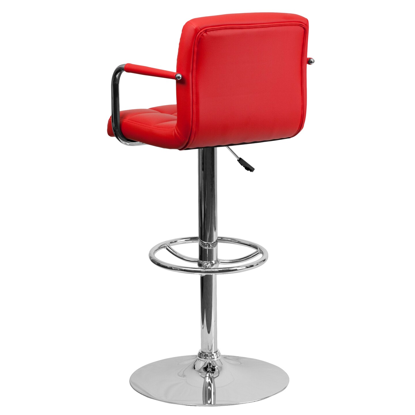 Emma and Oliver Contemporary Quilted Vinyl Adjustable Height Barstool with Arms
