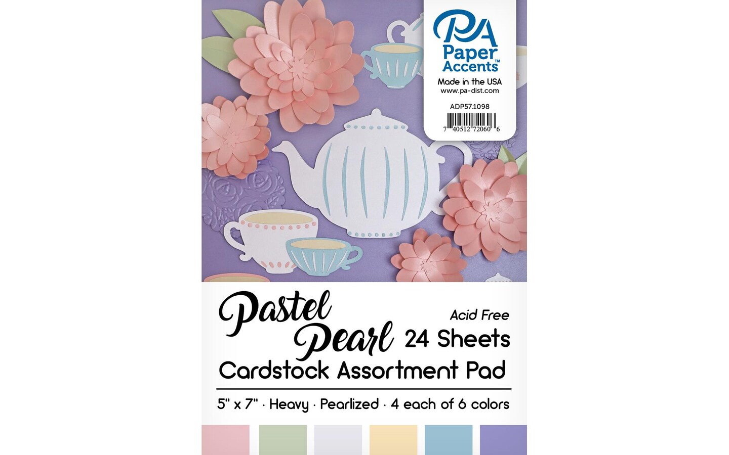 Cardstock Pad 5x7 24pc Pastel Pearlized Ast