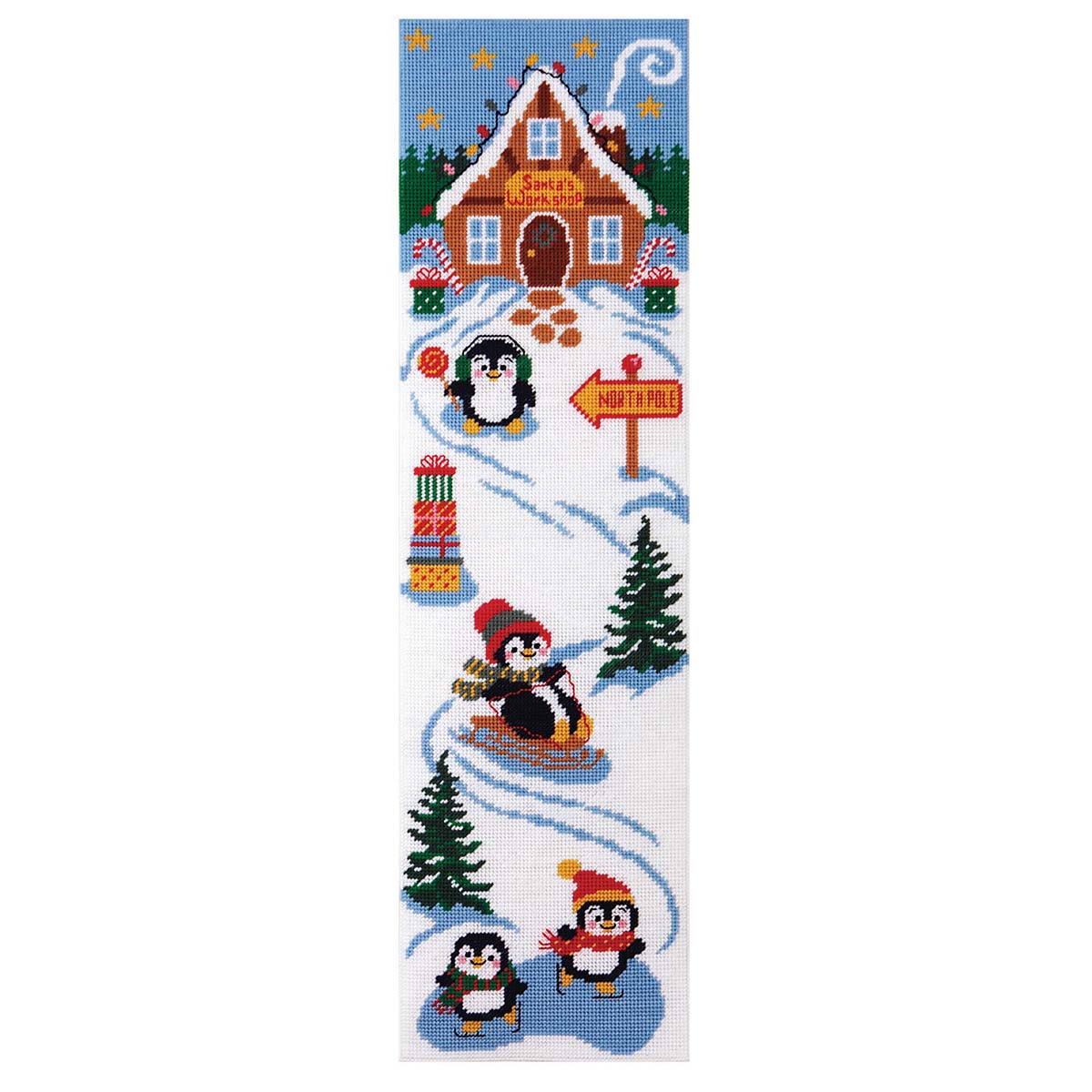 Herrschners  North Pole Penguins Wall Hanging Plastic Canvas Kit