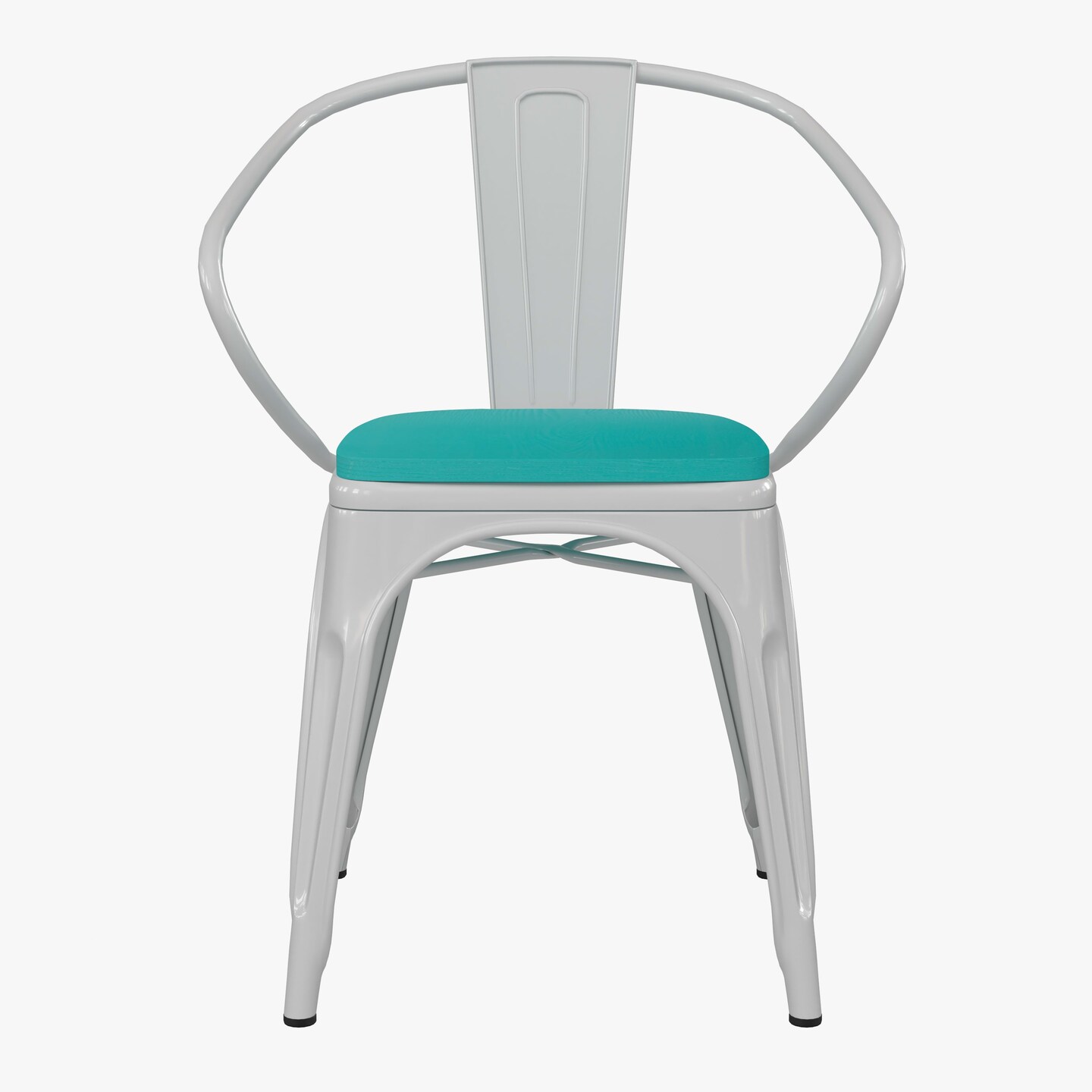Emma and Oliver Alva Metal Indoor-Outdoor Stacking Chair with Vertical Slat Back, Arms and All-Weather Polystyrene Seat