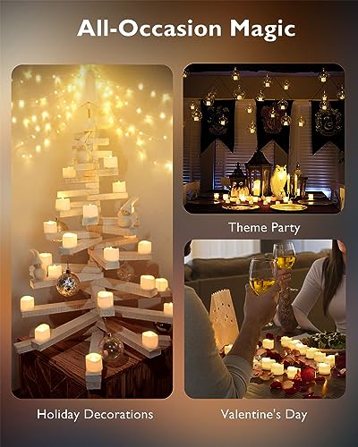 12Pcs Flickering Flameless Candle Battery Operated, 200+Hours Fake Electric LED Candles Tea Lights for Votive, Centerpiece Table Decorations