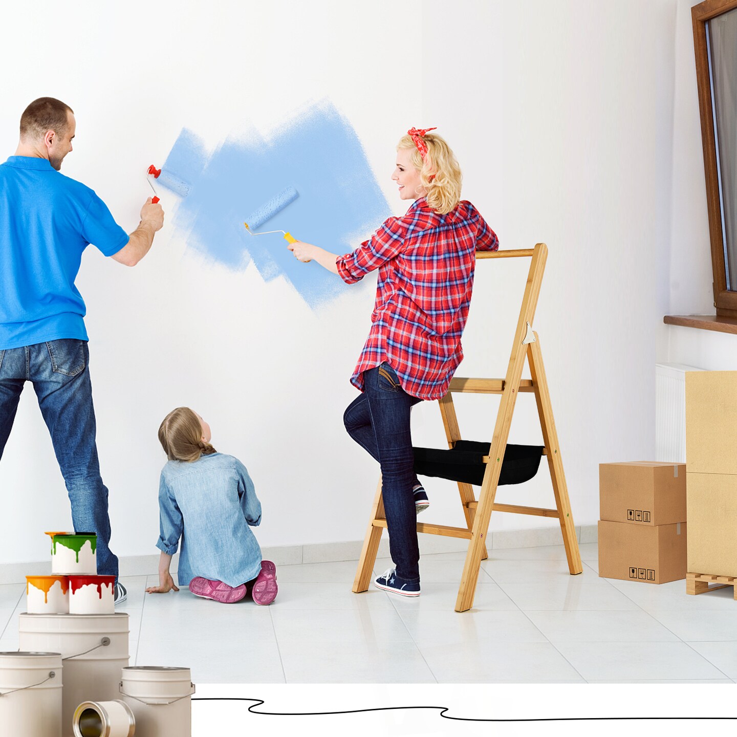 3 Step Fold-able Wicker Step Ladder Stool with Tool Storage Bag