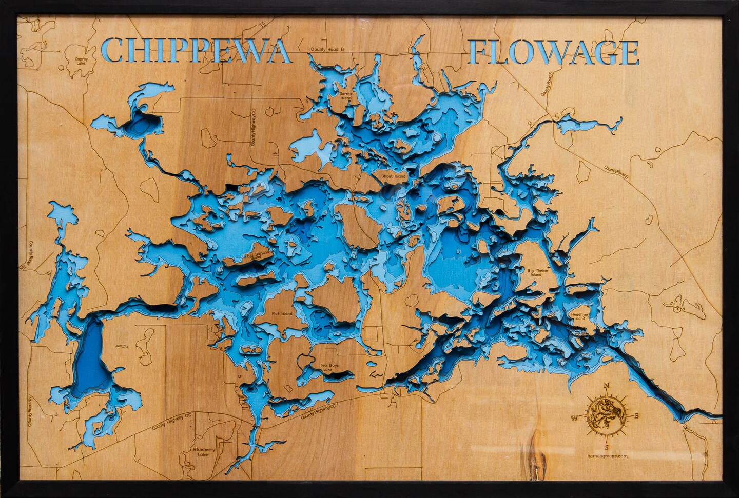 3d Laser Cut Wooden Lake Maps of The Chippewa Flowage | MakerPlace by ...